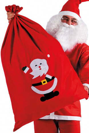 kerstzak 100 x 70 cm vilt rood/wit/zwart