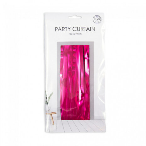 feestgordijn 100 x 240 cm folie fuchsia