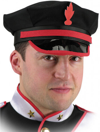 politiepet textiel zwart/rood one-size
