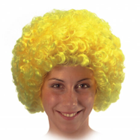 pruik afro synthetisch geel one-size
