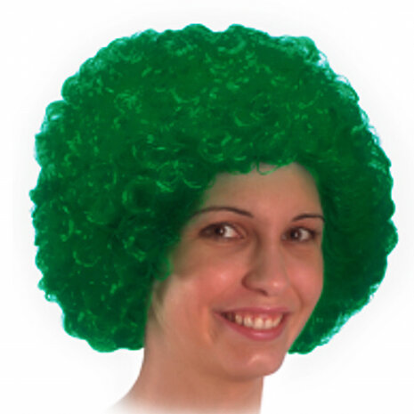 pruik afro 32 cm synthetisch groen one-size