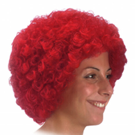 pruik afro 32 cm synthetisch rood one-size