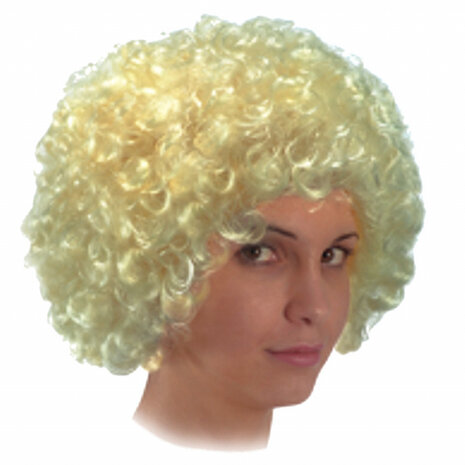 pruik afro 32 cm synthetisch blond one-size
