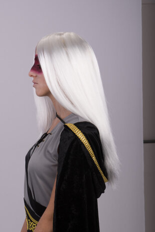 pruik steil dames synthetisch wit one-size