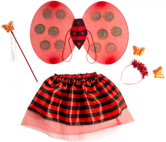 verkleedset lieveheersbeestje rood/zwart one-size