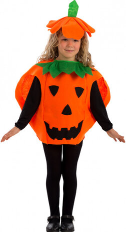 verkleedpak pompoen junior polyester oranje mt 116