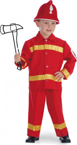 verkleedpak brandweer rood maat 152/158 3-delig