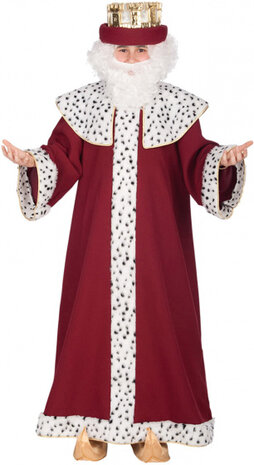 verkleedpak Melchior junior rood maat 116/122 2-delig
