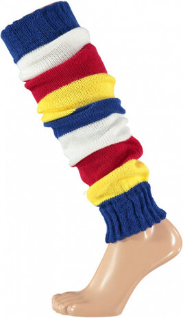 beenwarmers Party wol blauw/geel/wit/rood one-size