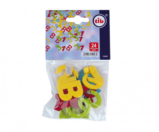 confetti ABC-123 vilt geel/rood/blauw 24-delig
