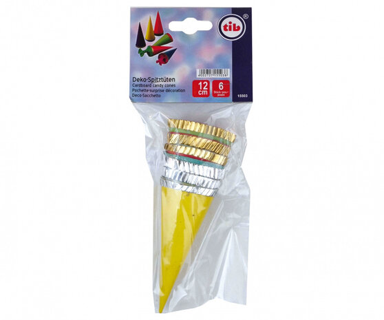 tafeldecoratie Candy Cones 12 cm papier/folie 6 stuks