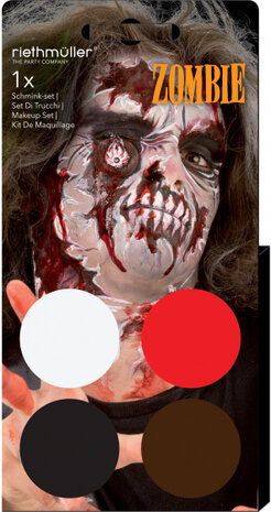 schminkset Zombie zwart/rood/bruin/wit 5-delig