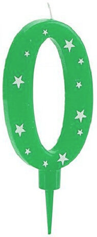 taartkaarsje cijfer 0 wax 17 x 8 cm groen
