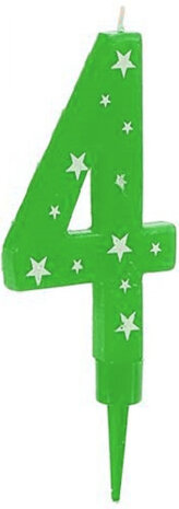taartkaarsje cijfer 4 wax 17 x 8 cm groen