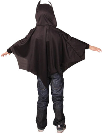 verkleedcape vleermuis polyester zwart/rood maat 116-134