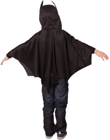 verkleedcape vleermuis polyester zwart/rood maat 116-134