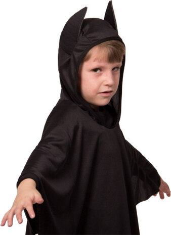 verkleedcape vleermuis polyester zwart/rood maat 116-134