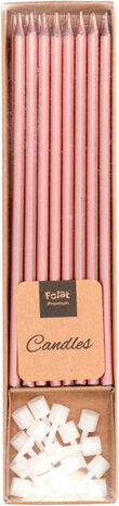 taartkaarsjes Elegant Lush Blush 15 cm wax roze 16 stuks