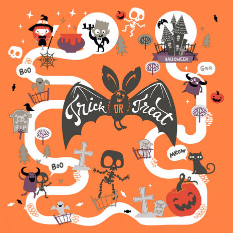servetten Halloween fun 3-laags 33 x 33 cm papier oranje