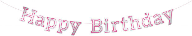 letterslinger Glossy Pink 300 cm papier zilver/roze