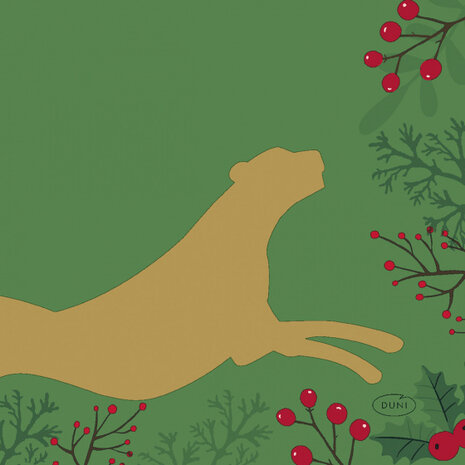 servetten Wild Xmas 3-laags 24 cm papier groen/goud