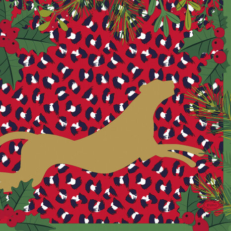 servetten Wild Xmas 3-laags 33 cm papier rood/goud