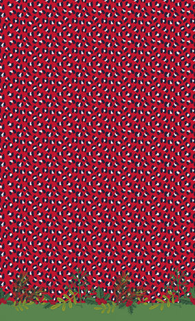tafellaken Wild Xmas 138 x 220 cm papier rood/groen