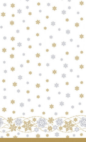 tafellaken Snow Glitter 138 x 220 cm papier wit/goud