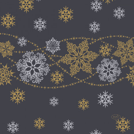 servetten Snow Glitter 3-laags 33 cm papier zwart/goud