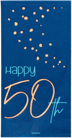 servetten Elegant True 50 jaar 33 cm papier blauw 10 stuks