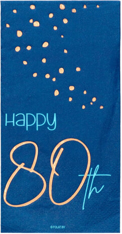 servetten Elegant True 80 jaar 33 cm papier blauw 10 stuks