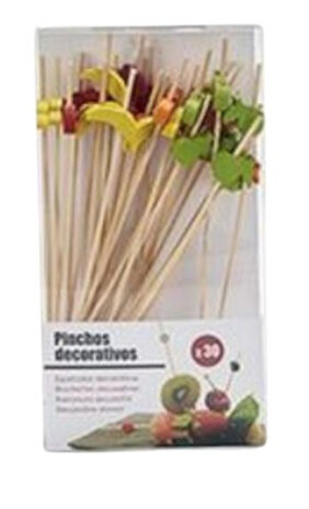 cocktailprikkers Fruit 16 x 8,5 cm hout 30 stuks
