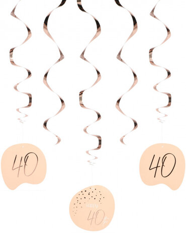 decoratiespiraal Elegant Lush Blush 40 jaar roze 5-delig