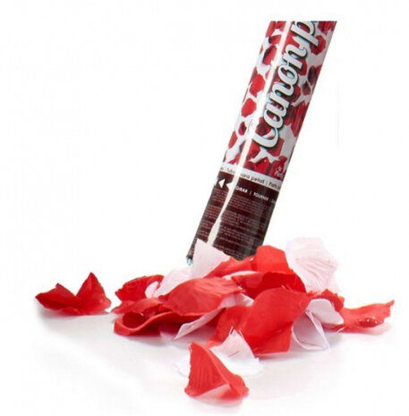 partypopper bloemblaadjes 29,5 cm papier rood/wit