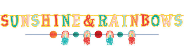 banner Sunshine &amp; Rainbows 150/176 cm papier 2-delig