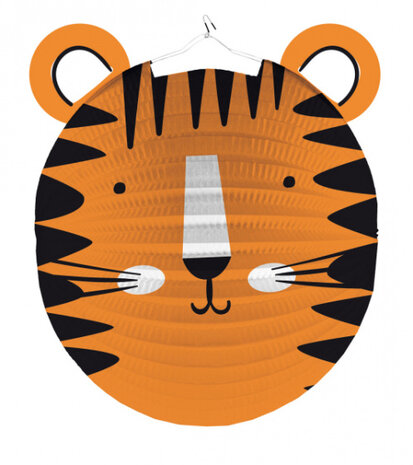 lampion Tijger junior 25 cm papier oranje/zwart