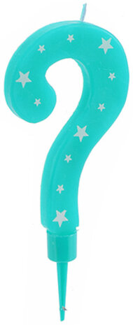 taartkaars vraagteken ster wax turquoise