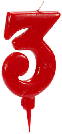 taartkaars drie wax rood