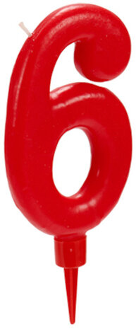 taartkaars zes wax rood