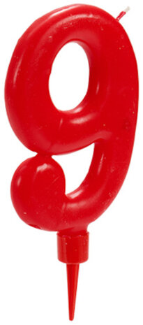 taartkaars negen wax rood