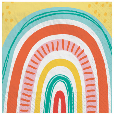 servetten Retro Rainbow 33 x 33 cm papier 16 stuks