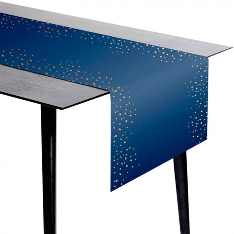 tafelloper Elegant True Blue 40 x 240 cm papier blauw