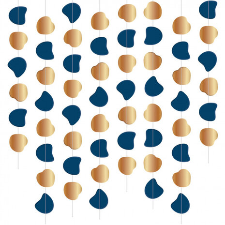 plafondslingers Elegant 100 cm papier blauw/goud 8 stuks