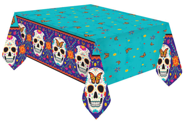 tafelkleed Day Of The Dead 120 x 180 cm turquoise/paars
