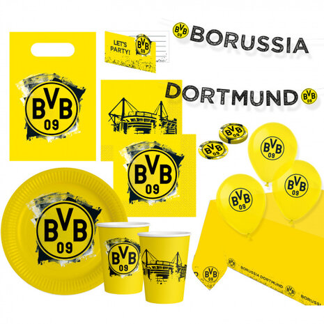 feestset BVB Dortmund junior geel 72-delig