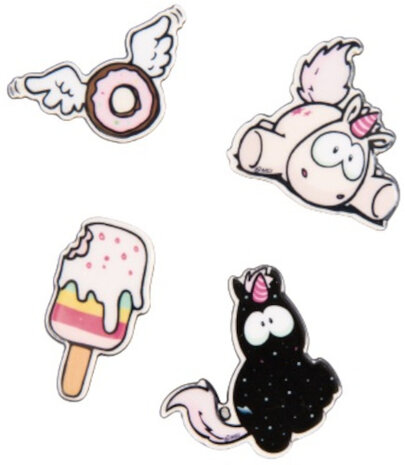 buttons Theodor &amp; Friends junior acryl zwart 4 stuks