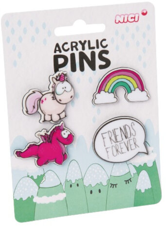buttons Theodor &amp; Friends junior acryl roze 4 stuks