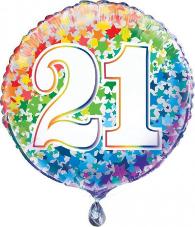 folieballon 21 jaar 45 cm rond
