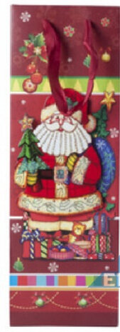 geschenktas kerstman 12 x 37 cm papier rood