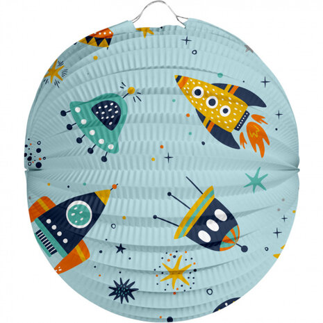 lampion Space junior 22 cm papier blauw